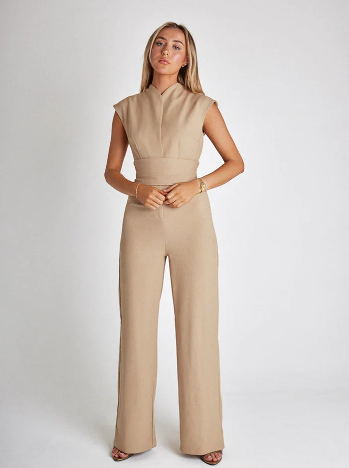 EMMA | Mouwloze Jumpsuit met Wijde Pijpen